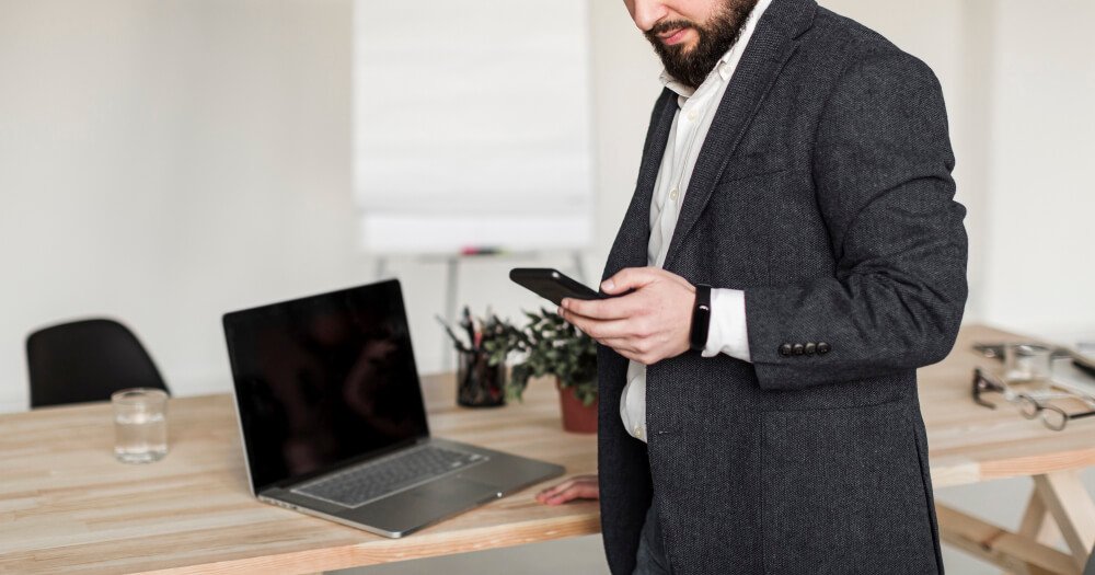 front view business man with phone1